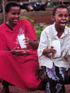 Children drinking milk (Source: Dave Elsworth/ILRI)